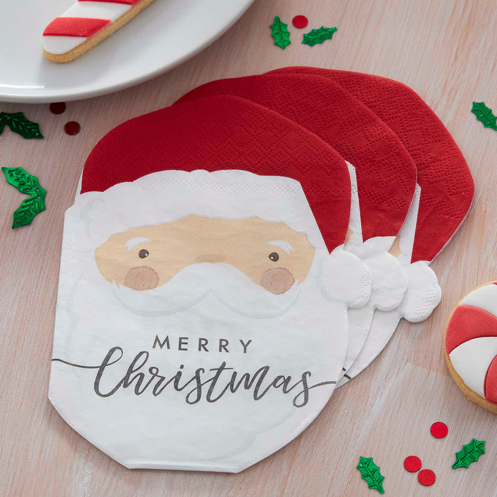 Santa Shaped Christmas <br> Napkins (16)