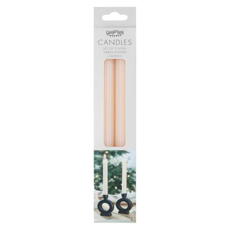 Ribbed Ivory <br> Dinner Candles