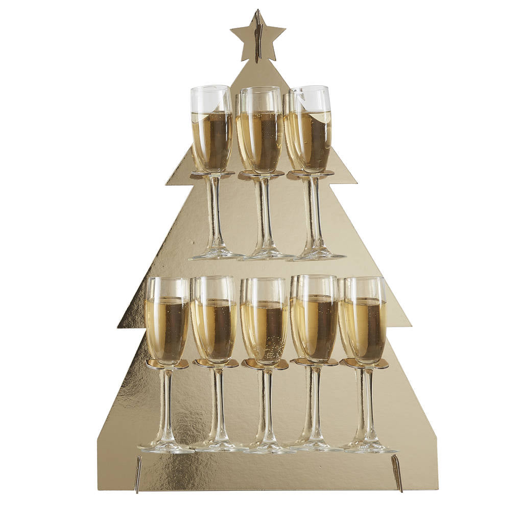 Gold Christmas Tree Shaped <br> Drinks Stand