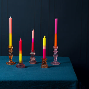 Marble 3 Tone Ombre <br> Pink, Yellow and Orange <br> Dinner Candles