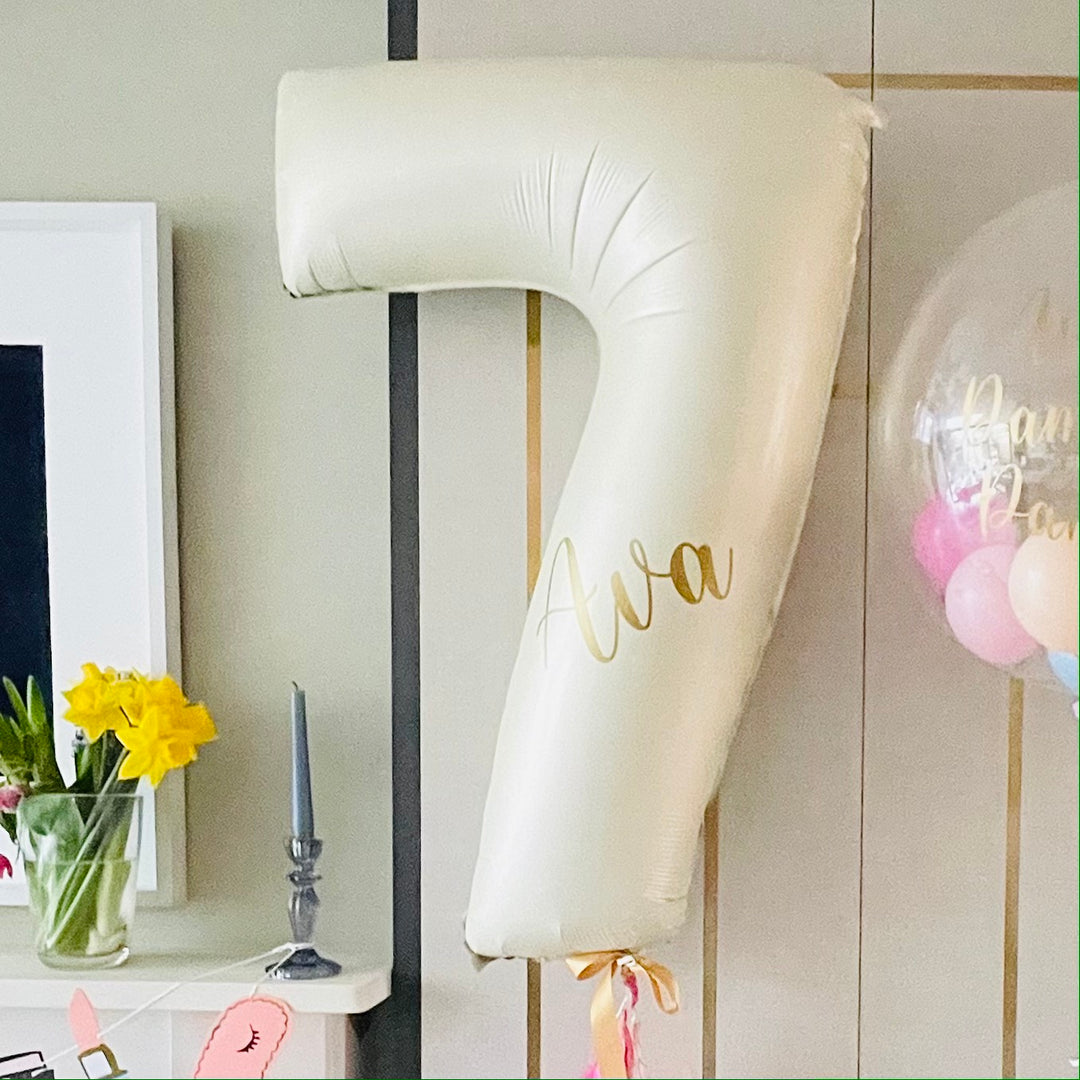 Inflated Satin Cream <br> XL Number Balloon (0-9) <br> 102cm Tall