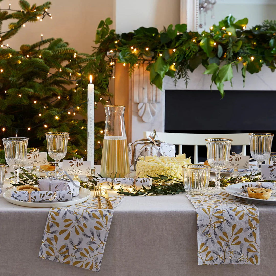 Gold Mistletoe <br> Christmas Napkins (20)