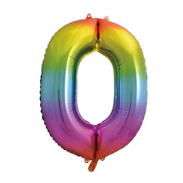 Rainbow Ombre Number Balloon (0–9) – Helium Filled – 86cm