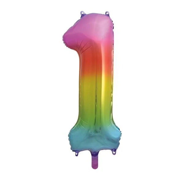 Rainbow Ombre Number Balloon (0–9) – Helium Filled – 86cm