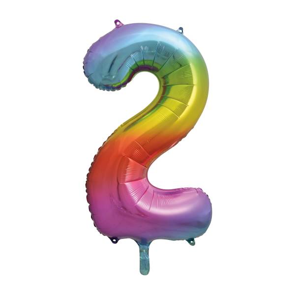 Rainbow Ombre Number Balloon (0–9) – Helium Filled – 86cm