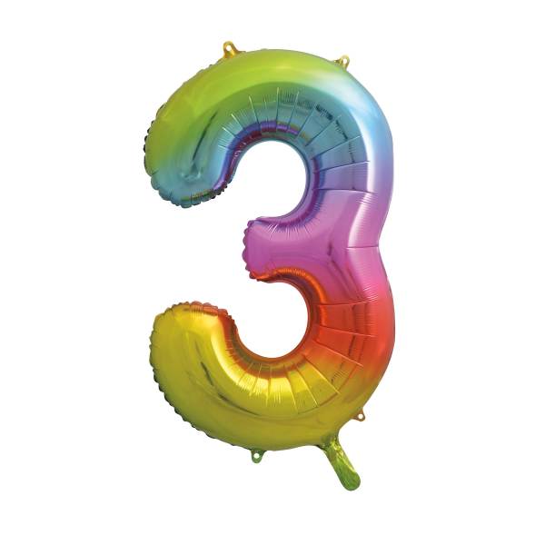 Rainbow Ombre Number Balloon (0–9) – Helium Filled – 86cm