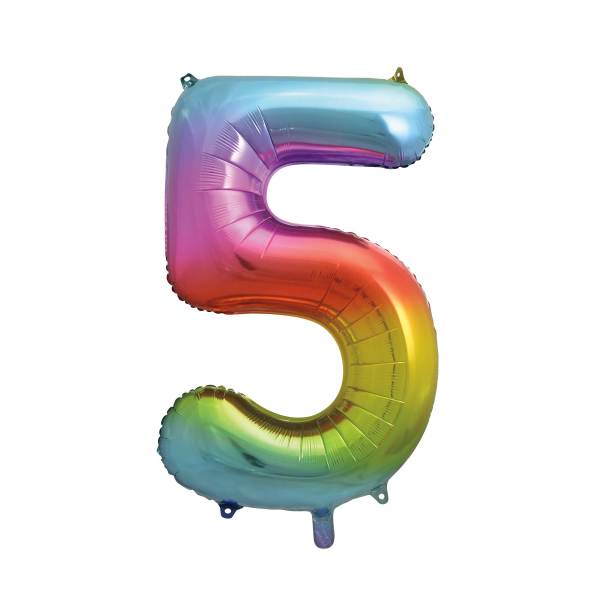 Rainbow Ombre Number Balloon (0–9) – Helium Filled – 86cm