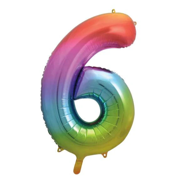 Rainbow Ombre Number Balloon (0–9) – Helium Filled – 86cm