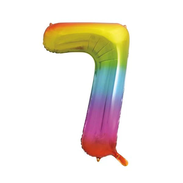 Rainbow Ombre Number Balloon (0–9) – Helium Filled – 86cm