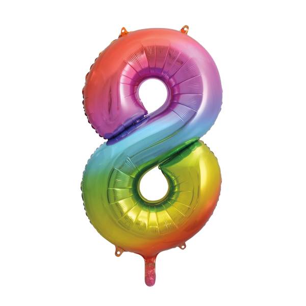 Rainbow Ombre Number Balloon (0–9) – Helium Filled – 86cm