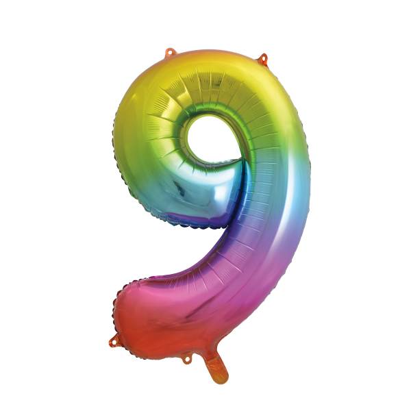 Rainbow Ombre Number Balloon (0–9) – Helium Filled – 86cm