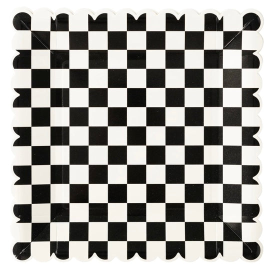 Black & White Chequered <br> Plates (8)