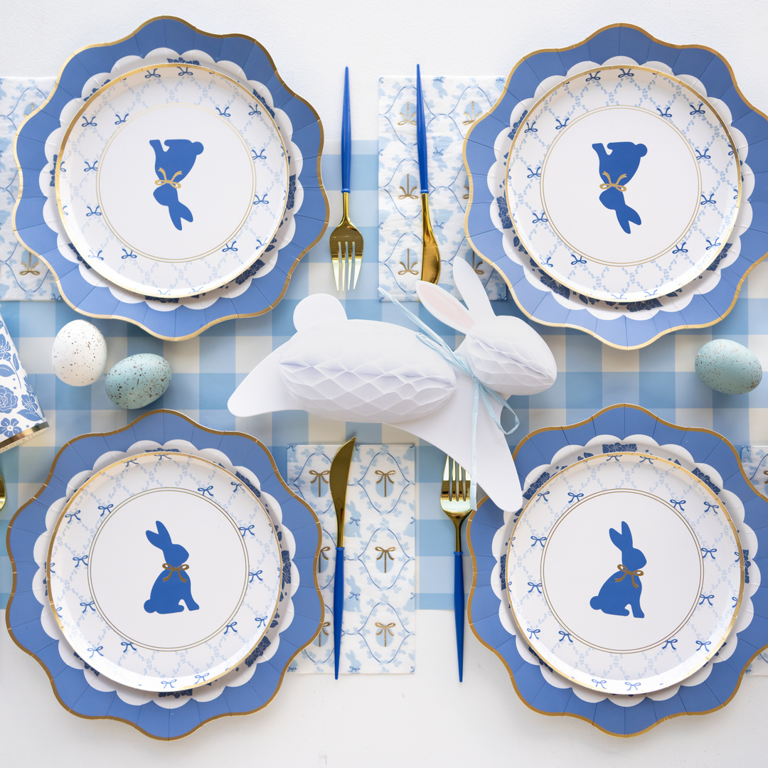 Belle Blue Elegant Floral Dinner Plates