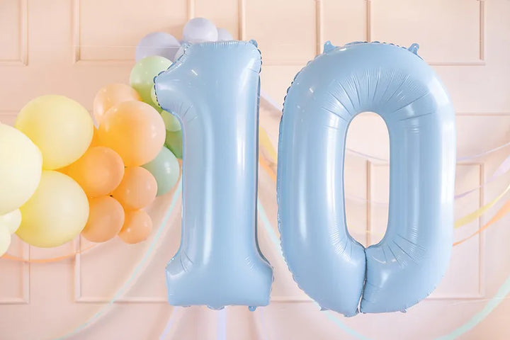 Inflated Pastel Blue Number Balloon (0–9) – 72cm