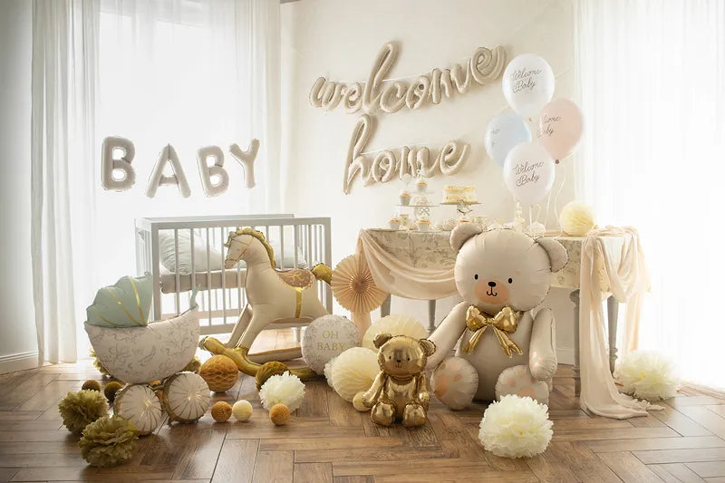 Floor Sitting Cream Bear Foil Balloon
