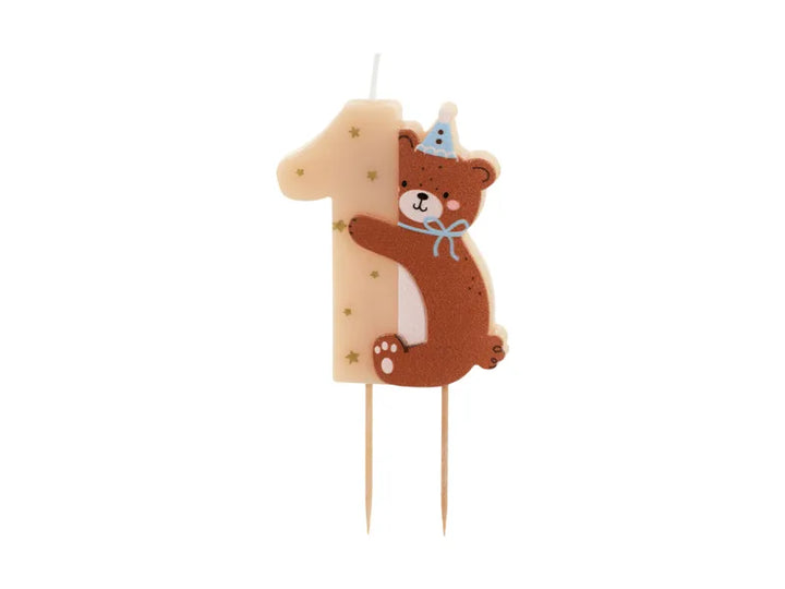 Teddy Bear Number 1 Birthday Candle