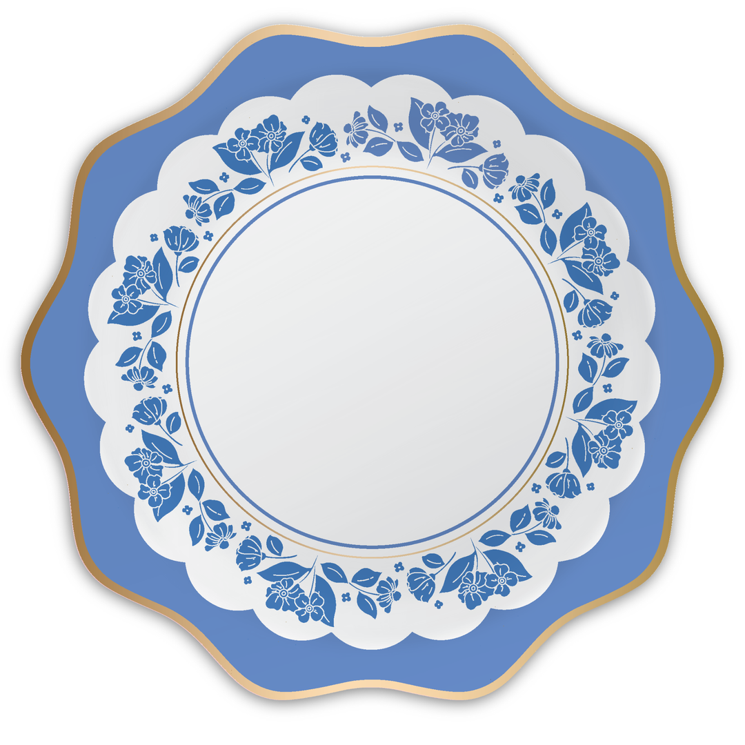 Belle Blue Elegant Floral Dinner Plates