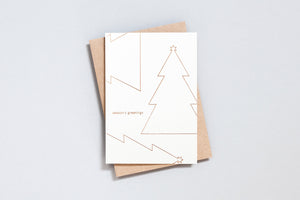 6 Festive Christmas Cards <br> Copper Trees Natural