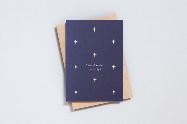 6 Festive Christmas Cards <br> Brass Star of Wonder Navy