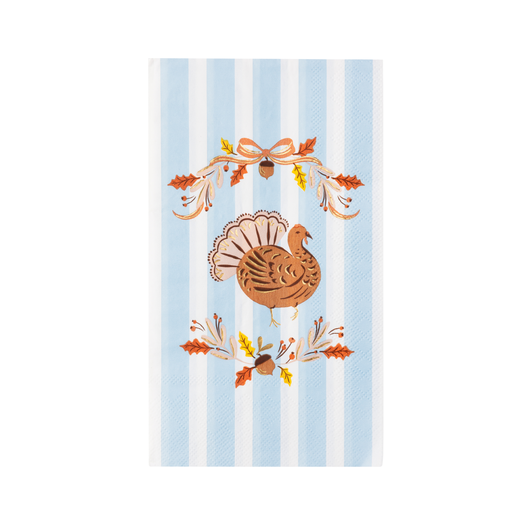 Thanksgiving turkey guest towel napkins with autumn foliage