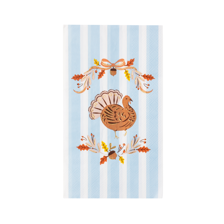 Thanksgiving turkey guest towel napkins with autumn foliage