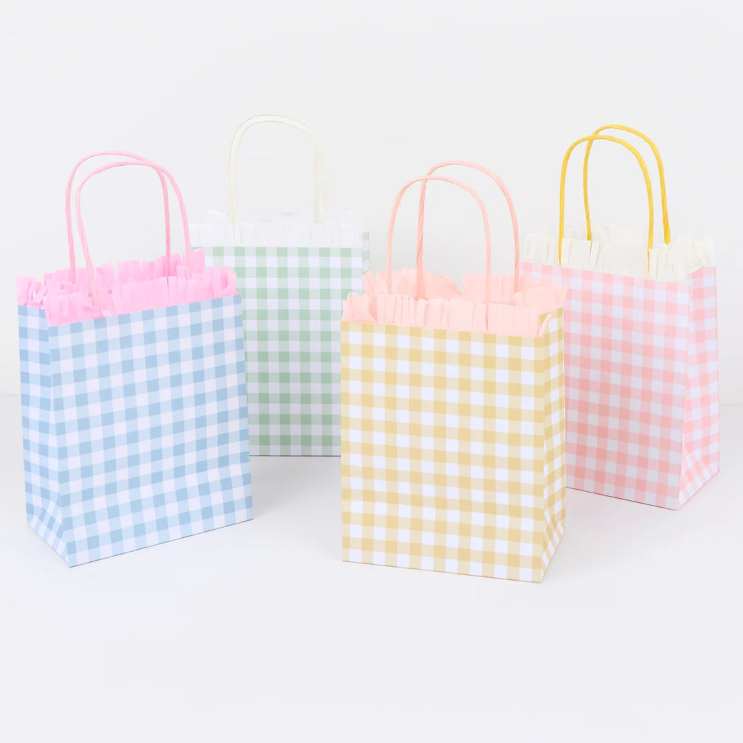 Pastel Gingham Fringed Party Bags (Pack of 8)