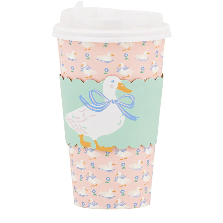 Silly Goose To-Go Paper Cups with Lids (Pack of 8)