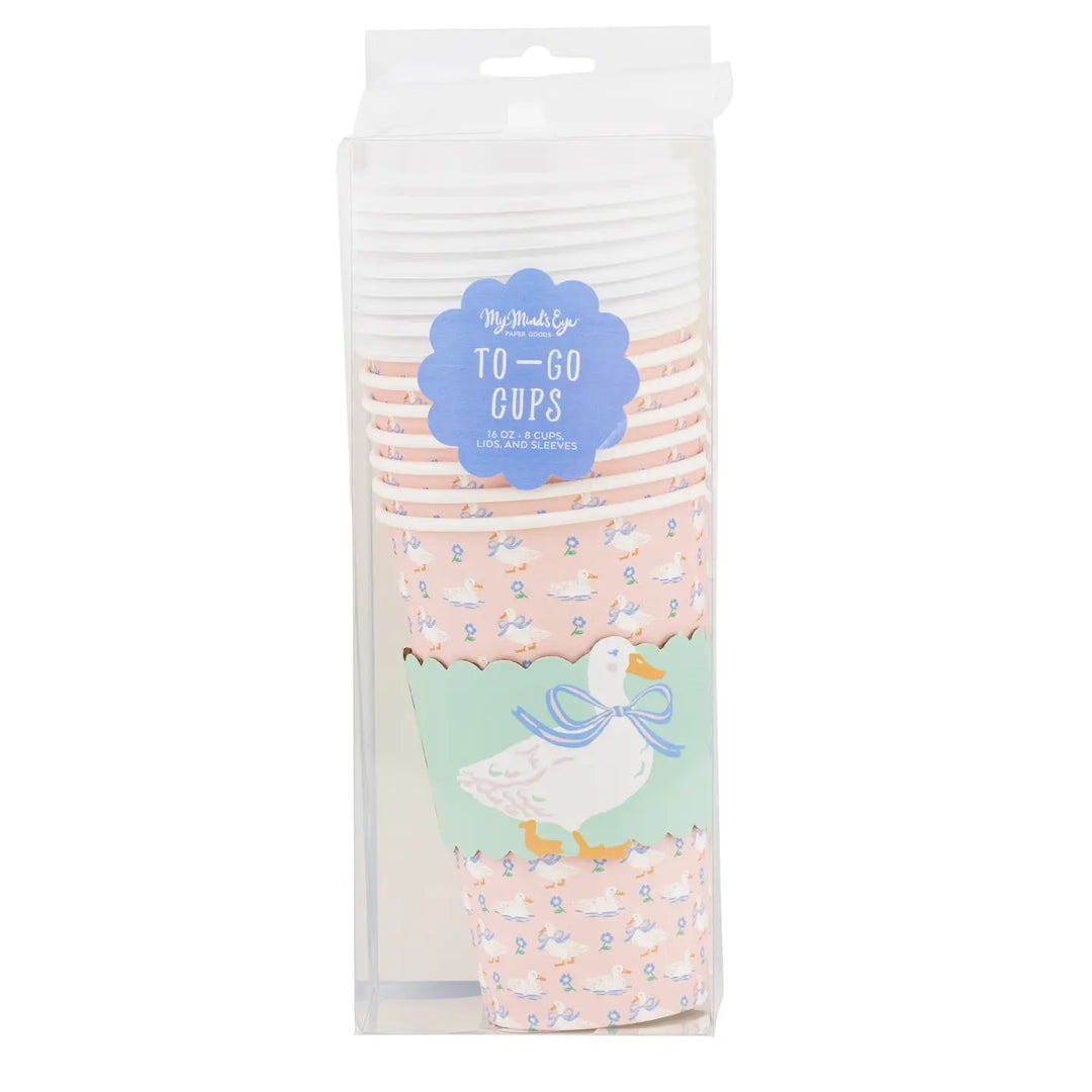 Silly Goose To-Go Paper Cups with Lids (Pack of 8)