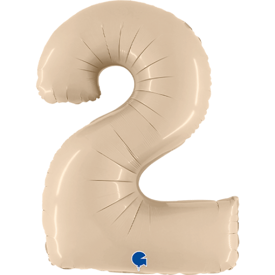 Inflated Satin Cream <br> XL Number Balloon (0-9) <br> 102cm Tall