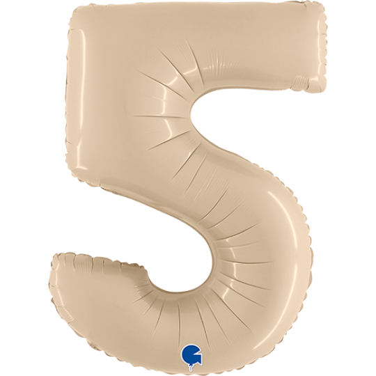 Inflated Satin Cream <br> XL Number Balloon (0-9) <br> 102cm Tall