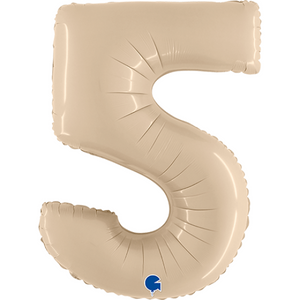 Inflated Satin Cream <br> Giant Birthday Number <br> 102cm Tall