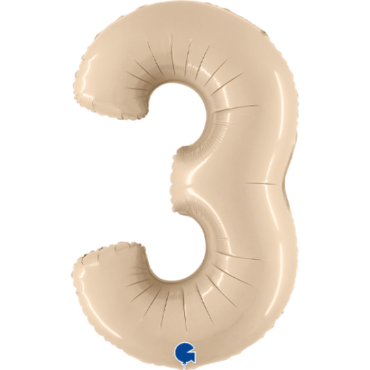 Inflated Satin Cream <br> XL Number Balloon (0-9) <br> 102cm Tall