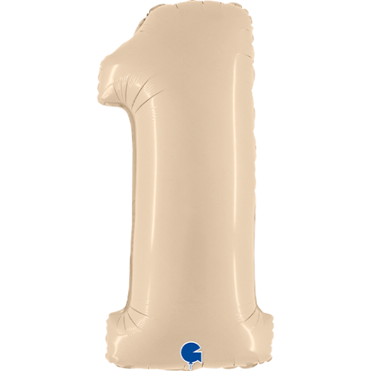 Inflated Satin Cream <br> XL Number Balloon (0-9) <br> 102cm Tall