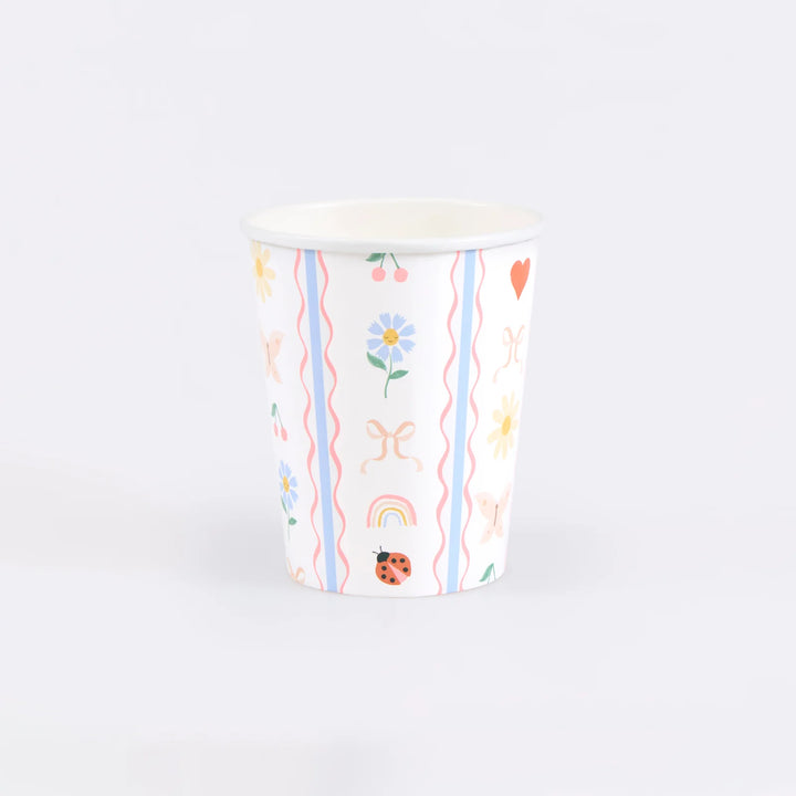 Meri Meri Little Garden paper cups with ladybirds, flowers and rainbows