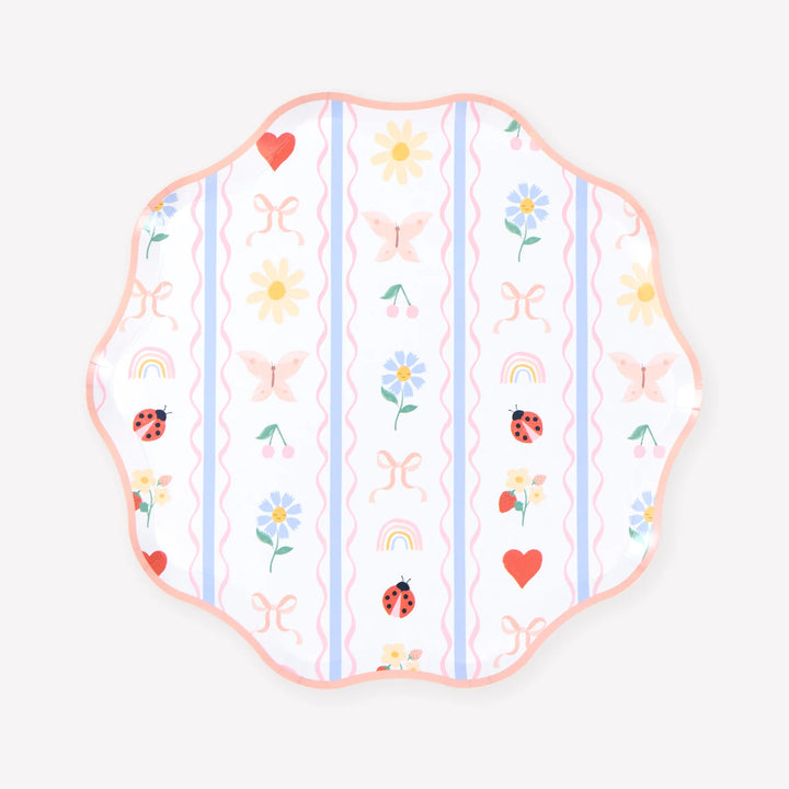 Meri Meri Little Garden paper side plates with ladybirds, flowers and butterflies