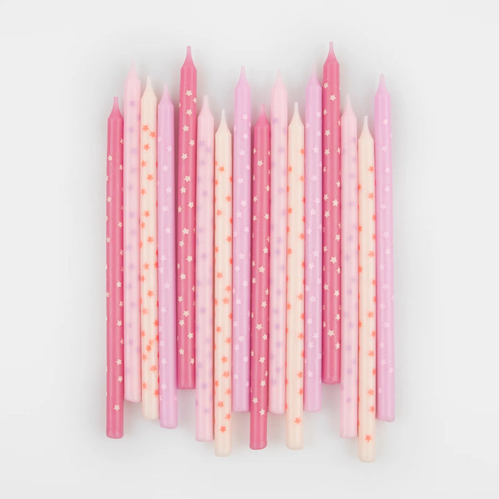 Pink Stars <br> Birthday Candles (16pcs)