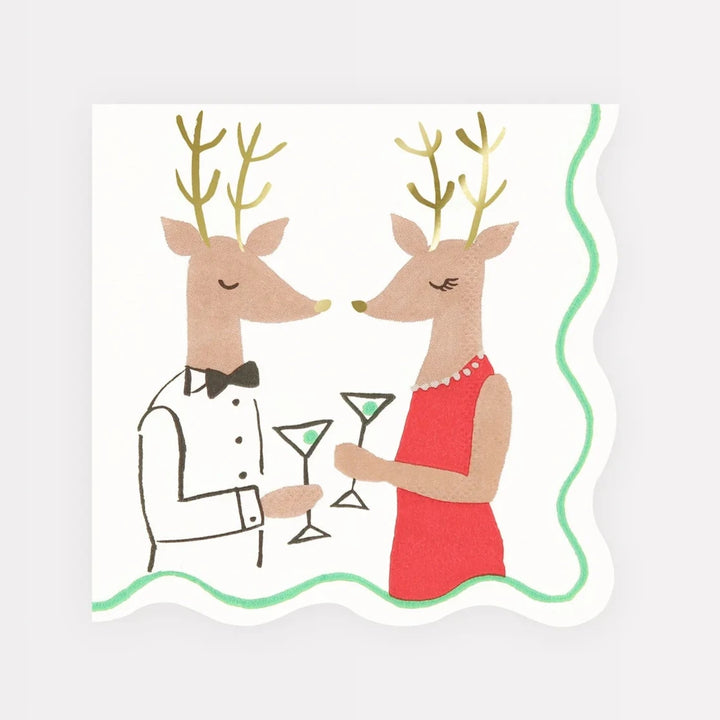 Mr & Mrs Reindeer <br> Cocktail Napkins