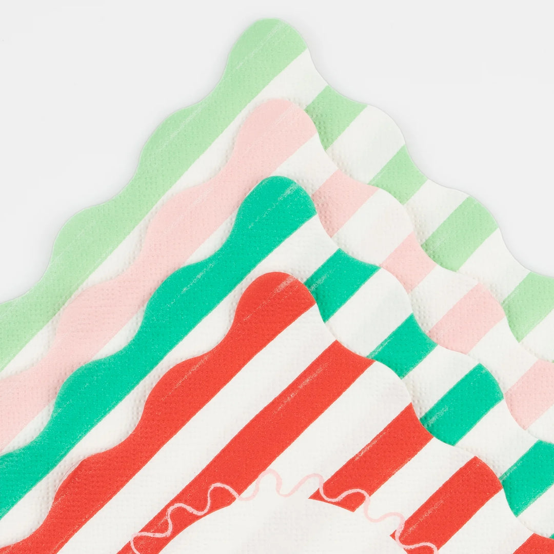 Vintage Style Festive Stripes <vr> Large Napkins (16)