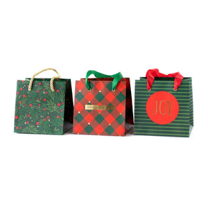 Mini Holly <br> Christmas Gift Bags (3) - Sweet Maries Party Shop