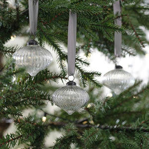 3 Ribbed Glass <br> Christmas Tree Decorations