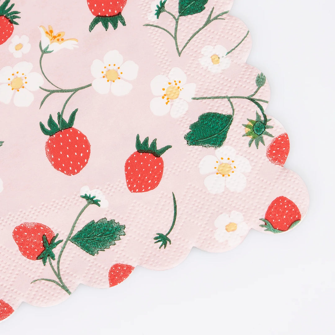 Strawberry Paper Napkins (16 Pack) | Scalloped Party Napkins