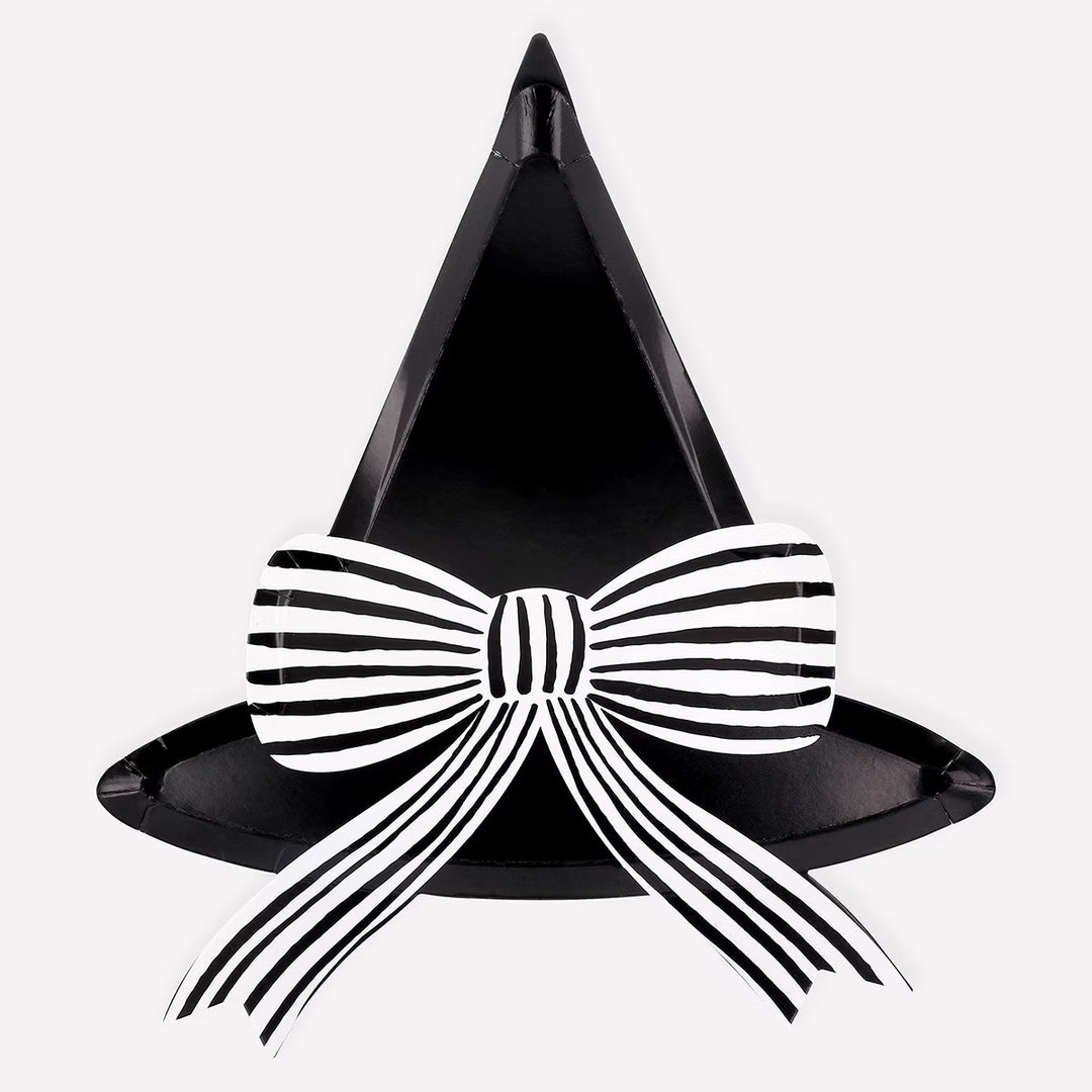 Elegant Halloween witch hat plate with striped bow – Meri Meri"