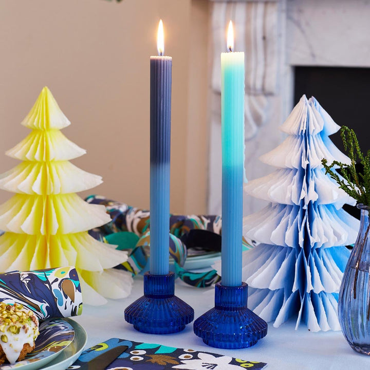 2 Tone Ombre Blue <br> Dinner Candles - Sweet Maries Party Shop