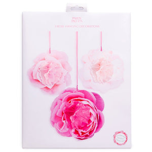 3 x Pink Rose <br> Hanging Decorations - Sweet Maries Party Shop