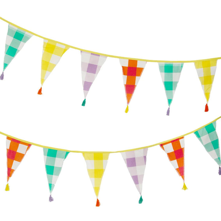 3m Cotton Fabric Bunting <br> Gingham Design - Sweet Maries Party Shop