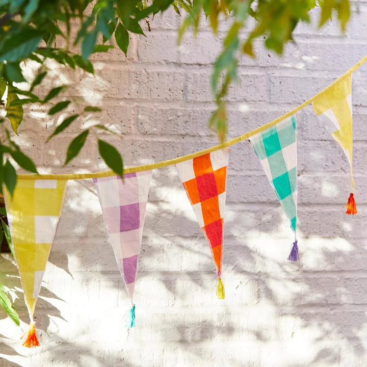 3m Cotton Fabric Bunting <br> Gingham Design - Sweet Maries Party Shop