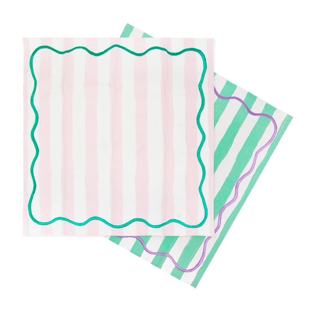 4 Striped Reusable <br> Cotton Napkins - Sweet Maries Party Shop