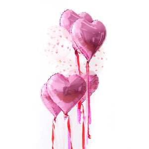 6 Helium Filled <br> Pink Heart Balloons With Tassels - Sweet Maries Party Shop