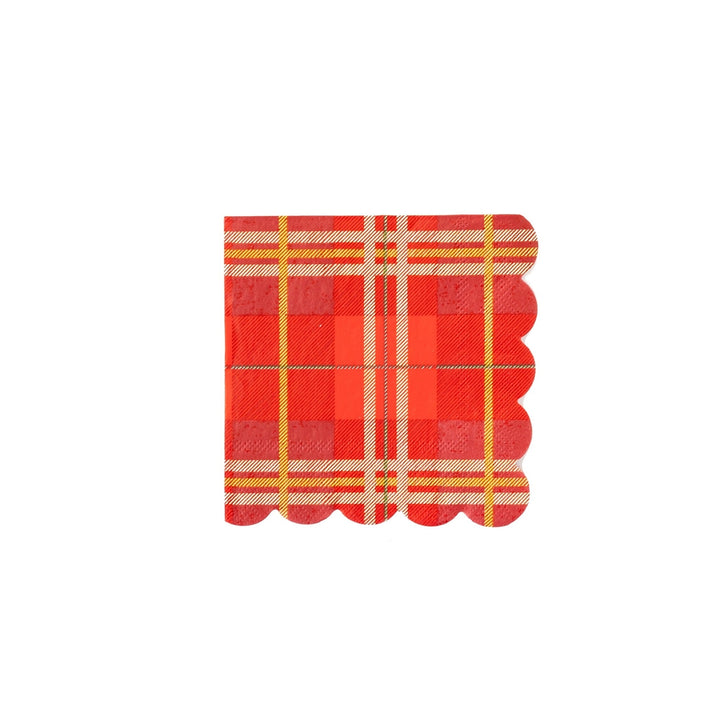 Believe Plaid Red <br> Cocktail Napkins (24)