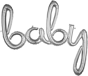 Air Filled Silver Baby Balloon <br> Banner - Sweet Maries Party Shop